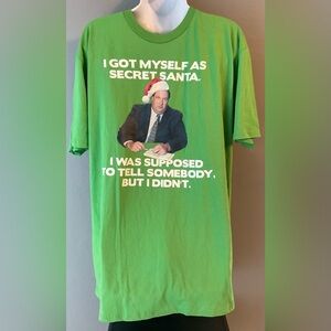 Holiday Green T-shirt XL the office Kevin Malone Secret Santa Phrase p23” L 31”